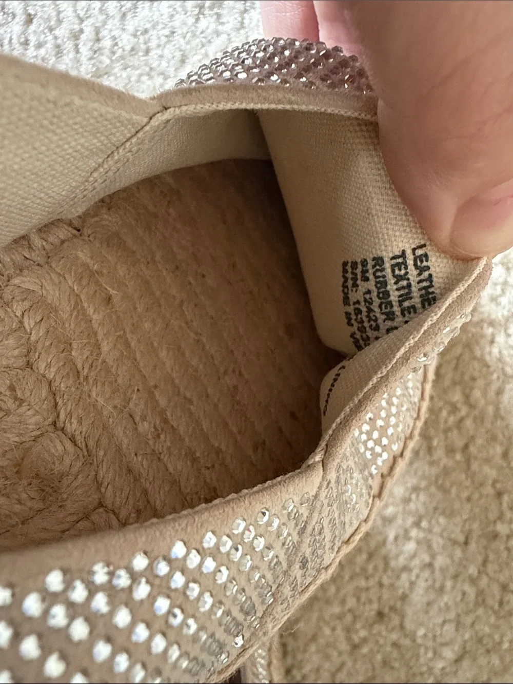 Tory Burch Everly Suede Espadrille Cream Suede w/Silver Sequins size 9 worn 1x